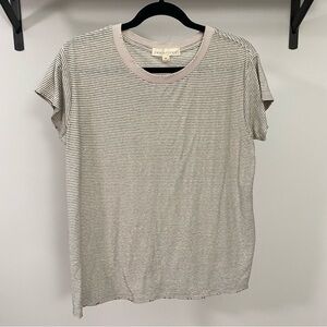 ⭐️ 2/$30 ⭐️ Black and Cream Striped Short Sleeve Tee